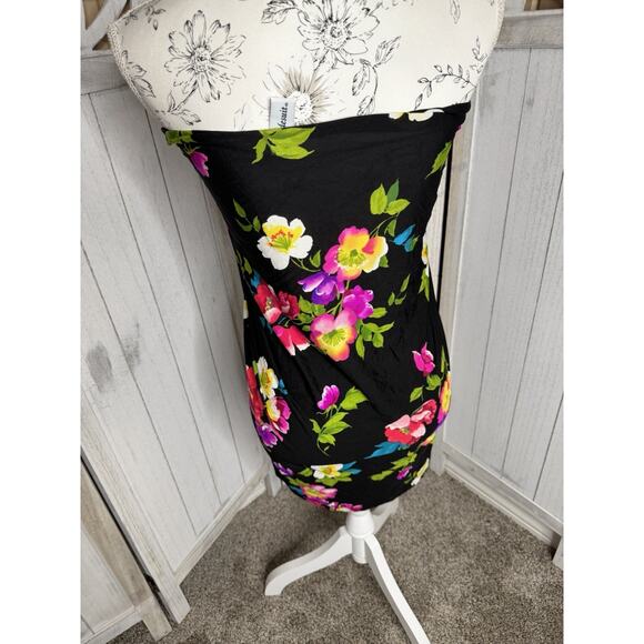 Vintage Miraclesuit Wrap Skirt Dress Cover Up Floral Print Bright One Size Tie - Picture 3 of 7